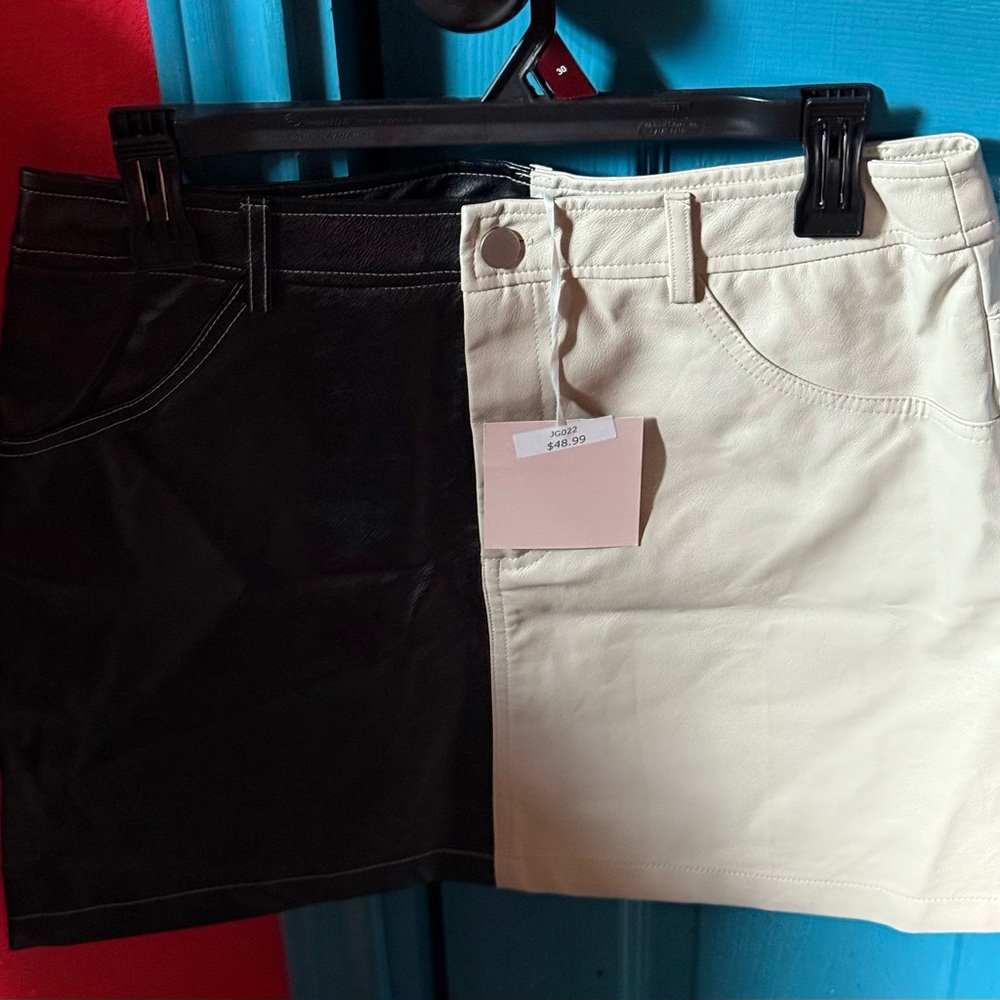 Two-Tone Black and White Mini Skirt